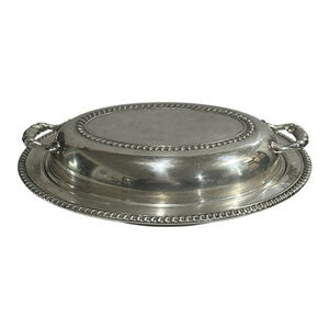 Vtg Berwick Wm A Rogers Silver Plated Oval Vegetable Bowl Covered Serving Dish